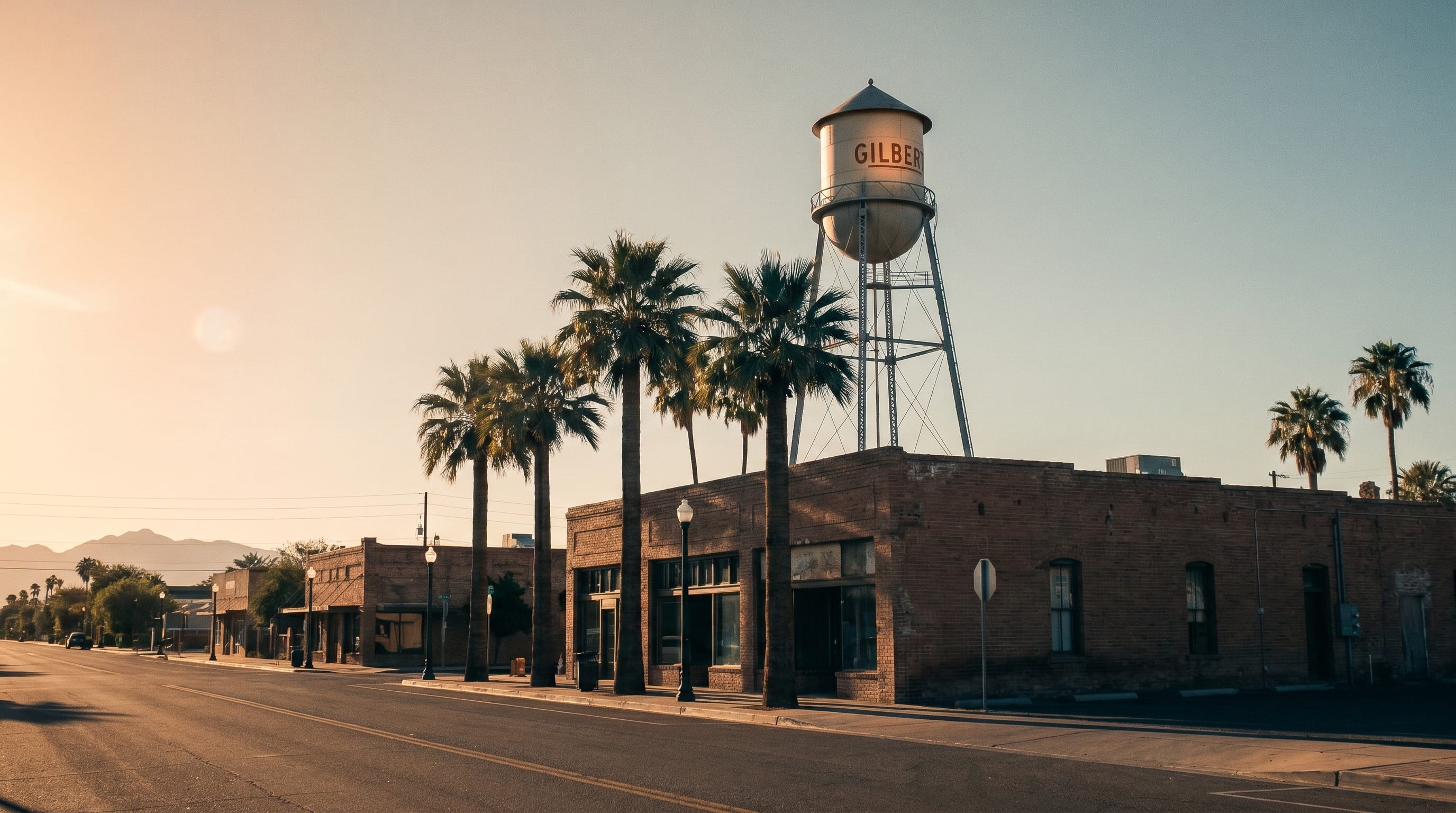 Residential street in Gilbert, Arizona, near Trilogy at Power Ranch